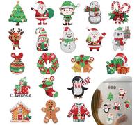 Whaline Christmas Diamond Painting Magnet Kit, 20Pcs Handcrafted Full Drill Refrigerator Magnets, DIY Xmas Rhinestone Art Kits for Fridge, Whiteboards Crafts Home Decor