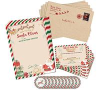 Whaline Christmas Official Letter and Certificate from Santa Claus Includes 5Pcs North Pole Writing Letter 5Pcs Nice List Certificate 5 Envelopes 10 Stickers for Boys Girls Family Party Favors
