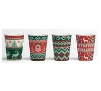 Whaline Christmas Paper Cups Xmas Red Green Ugly Sweater Disposable 12 Oz Drinking Cups for Winter Holiday Party Home Office Supplies, 48 Pcs