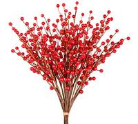 Whaline Christmas Red Berry Twig Stem, 12 Pack Artificial Burgundy Berry Picks for Christmas Tree Decorations, Valentines, Crafts, Wedding, Holiday Home Decor