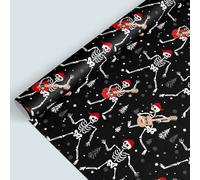 Whaline Christmas Wrapping Paper -Mini Roll- 17 x Inch x 32.8Ft Dancing Skeleton with Guitar Gift Wrap Art Paper for Xmas Holiday Birthday Baby Shower