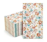 Whaline Fall Leaves Guest Napkins Paper Napkins Orange Blue Leaf Disposable Dinner Hand Towels for Bathroom Autumn Harvest Thanksgiving Party Table Supplies, 80 Pcs