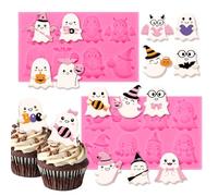 Whaline Halloween Fondant Mold Boo Spooky Ghost Silicone Mold Chocolate Candy Mould for Kitchen Crafts Baking Party Decor Supplies