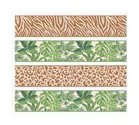 Whaline Jungle Animal Wired Edge Ribbon 2.5 Inch Craft Ribbons Safari Animal Tropical Plant Print Fabric Ribbon for DIY Crafts Wreath Bow Making, 4 Rolls, 24 Yard