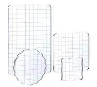 Whaline Large Acrylic Stamp Block Clear Stamping Tools Set with Grid Lines for Art Crafts Scrapbooking, 4 Pack