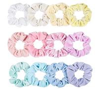 Whaline Macaron Theme Hair Scrunchies, Ice Cream Color Elastic Scrunchy Bobbles Velvet Hair Bands Soft Hair Ties Hair Accessories for Women Girls (12 Colors)