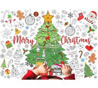 Whaline Merry Christmas Giant Coloring Poster 31.4 x 43.3 Inch Decorative Xmas Tree DIY Drawing Blank Doodle Art Banner for Classroom Home School Crafts