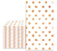 Whaline Polka Dots Guest Napkins White Orange Dot Paper Napkins Disposable Dinner Hand Towels for Halloween Holiday Birthday Party Bathroom Table Decor, 80 Pcs