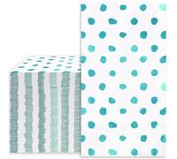 Whaline Polka Dots Guest Paper Napkins Teal 3 Ply Disposable Napkins Dinner Hand Napkin Towel for Wedding Party Supplies Table Decor, 80 Pcs