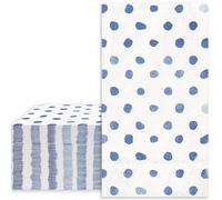 Whaline Polka Dots Guest Paper Napkins Watercolor Blue Disposable Napkins Dinner Hand Napkin Towel for Wedding Party Supplies Bathroom Table Decor, 40 Pcs