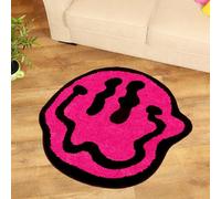 Whaline Smile Face Bath Rug Pink Abstract Trippy Happy Face Tufted Bath Mat Non Slip Absorbent Bathroom Shower Rugs Front Door Mat Carpet Floor Rug for Home Kitchen Bedroom Entrance Toilet Bathtub