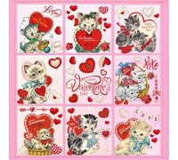 Whaline Valentine Window Clings Window Stickers Double-Sided Vintage Cat Heart Large Glass Decals for Wedding Anniversary Party Decoration, 8 Sheets