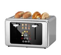 Whall 4 slice touch screen toaster, stainless steel digital timer, dual control panel toasters, 6 shade settings and 6 bread types, smart wide slots