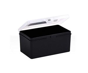 Wham 1.02 14.5cm Non-Compartmental Plastic Organiser Deep Storage Box Case - Recycled Black/Clear