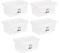 Wham 15 X 11L Litre Home Office Clear Plastic Stackable Storage Containers & Lids