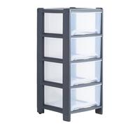 Wham 1x Deep (4 x 20L) A4 Drawers Plastic Storage Tower Unit Storage Organisation, Home Office Desktop Paper Stationary Files (Graphite/Clear, 4 Drawer)