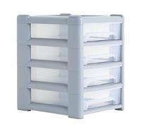Wham 1x Shallow (4 x 6L) A4 Drawers Plastic Storage Tower Unit Storage Organisation, Home Office Desktop Paper Stationary Files (4 Drawer, Steel/Clear)