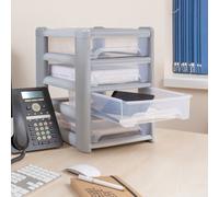 Wham 1X Shallow (4 X 6L) A4 Drawers Plastic Storage Tower Unit Storage Organisation, Home Office Desktop Paper Stationary Files
