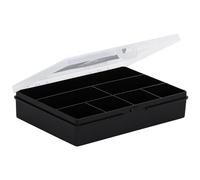 Wham 2.01 19cm 7 Division Plastic Organiser Storage Box Black With Clear Lid