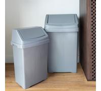 Wham Casa 2 Piece Bin Set (25L/50L Swing Bin) in Silver Wham Silver