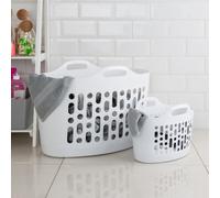 Wham 8/50L Set of 2 Plastic Flexi Laundry Baskets White