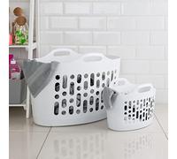 Wham 2 Piece Plastic Flexi Basket Set (8L/50L) Ice White - Size: 60 x 37 x 40.5cm - Wilko