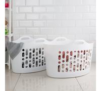Wham 2 X 50L Plastic Flexi Basket Ice White