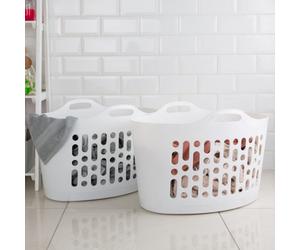 Wham 2 X 50L Plastic Flexi Basket Ice White