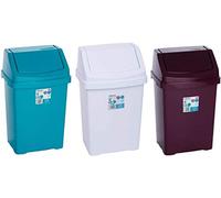 Wham Waste Bin High Grade Flip Top 8L Plastic Ice White 2 Pack