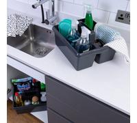 Wham 2 X Kitchen Tidy Organiser Cleaning Caddy Tote Tray Large Strong Cleaners Carry Tray Basket Midnight