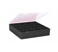Wham 23225 Storage Box 16 Compartments Plastic Assorted Box 29 x 30 x 6.5 cm Graphite/Clear