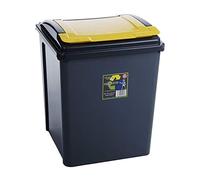 Wham 25/50 Litre Plastic Waste Bin with Flap color Lid Recycling Bin (50L Yellow)