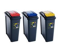 Wham 25 L Slimline Home Plastic Recycling Bin 3-Piece Set Red / Blue / Yellow
