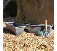 Wham 2x 47cm Rectangular Slate Bell Pot Plastic Planter Trough, Large Garden Floor Pot, Indoor/Outdoor, Made in UK (Slate, 47cm Rectangular, Pack 2)