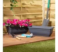 Wham 2X Bell Pot 47Cm Plastic Planter Slate, Large Rectangular Garden Floor Plant Pot (47Cm, Pack 2)