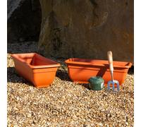 Wham 2X Bell Pot 47Cm Plastic Planter Terracotta, Large Rectangular Garden Floor Plant Pot (47Cm, Pack 2)