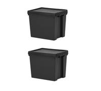 Wham 2X Black Recycled Plastic 24L Storage Box