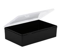 Wham 3.02 29cm Non-Compartmental Plastic Storage Organiser Box Recycled Black & Clear Lid