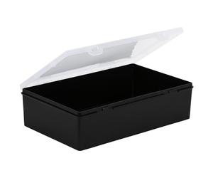 Wham 3.02 29cm Non-Compartmental Plastic Storage Organiser Box Recycled Black & Clear Lid