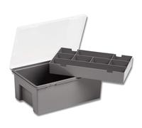 Wham 3.04.01 Plastic Organiser Deep Storage Box & 8 Division Tray, 29cm - Upcycled Grey/Clear