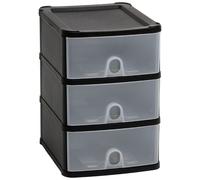 Wham 3 Drawer A5 Desktop Size Modular Stackable Plastic Drawer System Unit Black