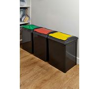 Wham 3 Piece 50L Recycling Plastic Bins in Grey Wham Grey
