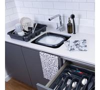 Wham 3 Piece Casa Plastic Kitchen Set Midnight (38cm Rectangular Bowl, Large Cutlery Tray & Large Dish Drainer)