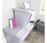 Wham 3x 50L Grey Plastic Stackable Storage | Recycling Bin with Hinged Lid, Commerical, Home, Office, School, Kitchen Waste Organiser (50L, Pack 3)