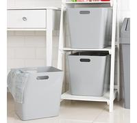 Wham 3x Plastic Studio Basket 15.01 Rectangular Home & Office Storage Basket, 30 x 30 x 30cm, 18L (Cool Grey)