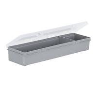 Wham 4.02 29cm Slim 2 Division Plastic Storage Organiser Box Upcycled Soft Grey With Clear lid