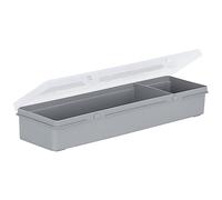 Wham 4.02 29cm Slim 2 Division Plastic Storage Organiser Box Upcycled Soft Grey With Clear lid
