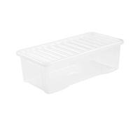 Wham 4-Pack Crystal Plastic Stackable Storage Boxes - 62L with Secure Clip-On Lids, Perfect for Home, Bedroom, Garage, Nursery - Durable & Easy Organization Solution