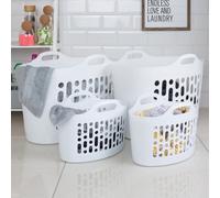 Wham 4 Piece Plastic Flexi Basket Set Ice White 2 x 8L/2 x 50L - Size: 60 x 37 x 40.5cm - Wilko