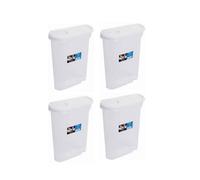 4 x 5L Large Cereal Dispenser Dry Food Storage Tub Clear White Lid